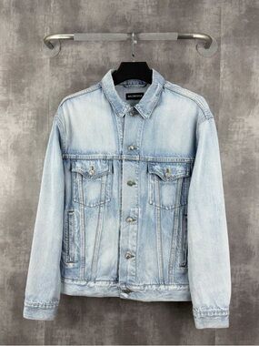 Authentic Balenciaga Light Wash Denim Jacket - Pale Blue